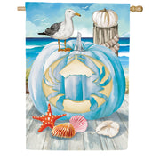 Evergreen Crab O' Lantern Suede House Flag