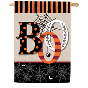 Evergreen Polka Dots & Stripes Boo Suede House Flag