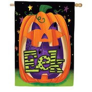Evergreen Boo Jack Pumpkin Suede House Flag