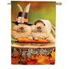 Bunny Pilgrims Double Sided Suede House Flag