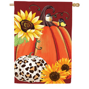 Evergreen Animal Print Pumpkin Suede House Flag