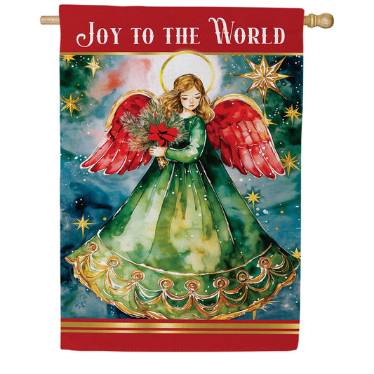 Joy To The World Angel Double Sided Suede House Flag