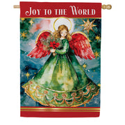 Evergreen Joy To The World Angel Suede 2-Sided House Flag