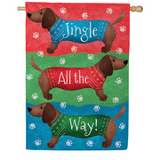 Evergreen Jingle All the Way Dachshund Suede 2-Sided House Flag