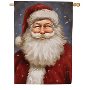 Evergreen Joyful Santa Suede 2-Sided House Flag
