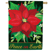 Evergreen Peace on Earth Poinsettia Suede 2-Sided House Flag