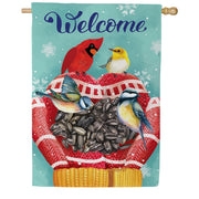 Evergreen Welcome Bird Friends Suede 2-Sided House Flag