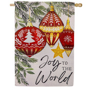 Evergreen Joy To The World Ornaments Suede 2-Sided House Flag