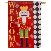 Evergreen Welcome Nutcracker Suede House Flag