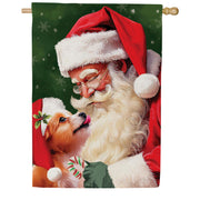 Evergreen Santa & Olive Suede House Flag