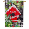 Floral Red Birdhouse Double Sided Suede House Flag