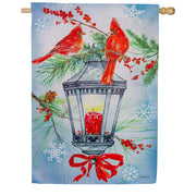 Evergreen Cardinal Lantern Suede House Flag