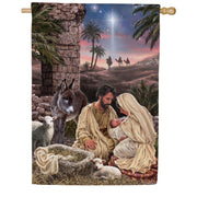 Evergreen Brilliant Nativity Suede House Flag