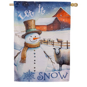 Evergreen Winter Farm Suede House Flag