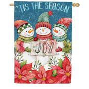 Evergreen Christmas Cheer Snowmen Suede House Flag