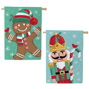 Evergreen Christmas Icons Reversible Suede House Flag