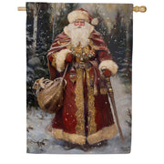 Evergreen Victorian Santa Suede House Flag