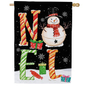 Evergreen Noel Snowman Suede House Flag