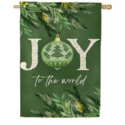 Evergreen Greenery Joy To The World Suede House Flag