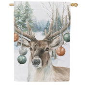 Evergreen Ornament Deer Suede House Flag
