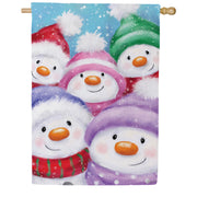 Evergreen Snowman Family Suede House Flag
