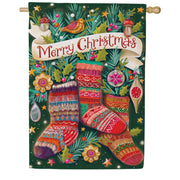 Evergreen Sock Ornaments Suede House Flag