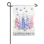 Evergreen Delphiniums Satin Garden Flag