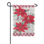 Evergreen Holiday Poinsettia Satin Garden Flag