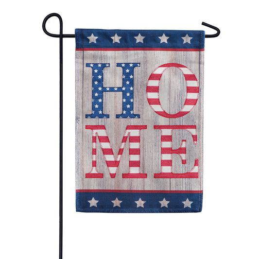 Evergreen Stacked Home Burlap Garden Flag