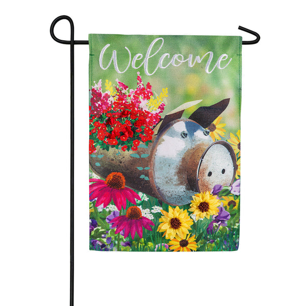 Evergreen Burlap Piggy Planter Garden Flag
