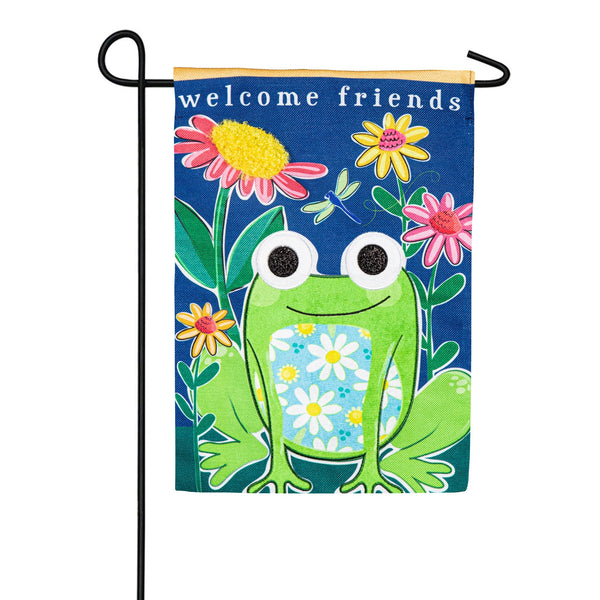 Evergreen Burlap Garden Flag - Welcome Friends Frog