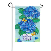 Evergreen Burlap Garden Flag - Welcome Home Hydrangeas