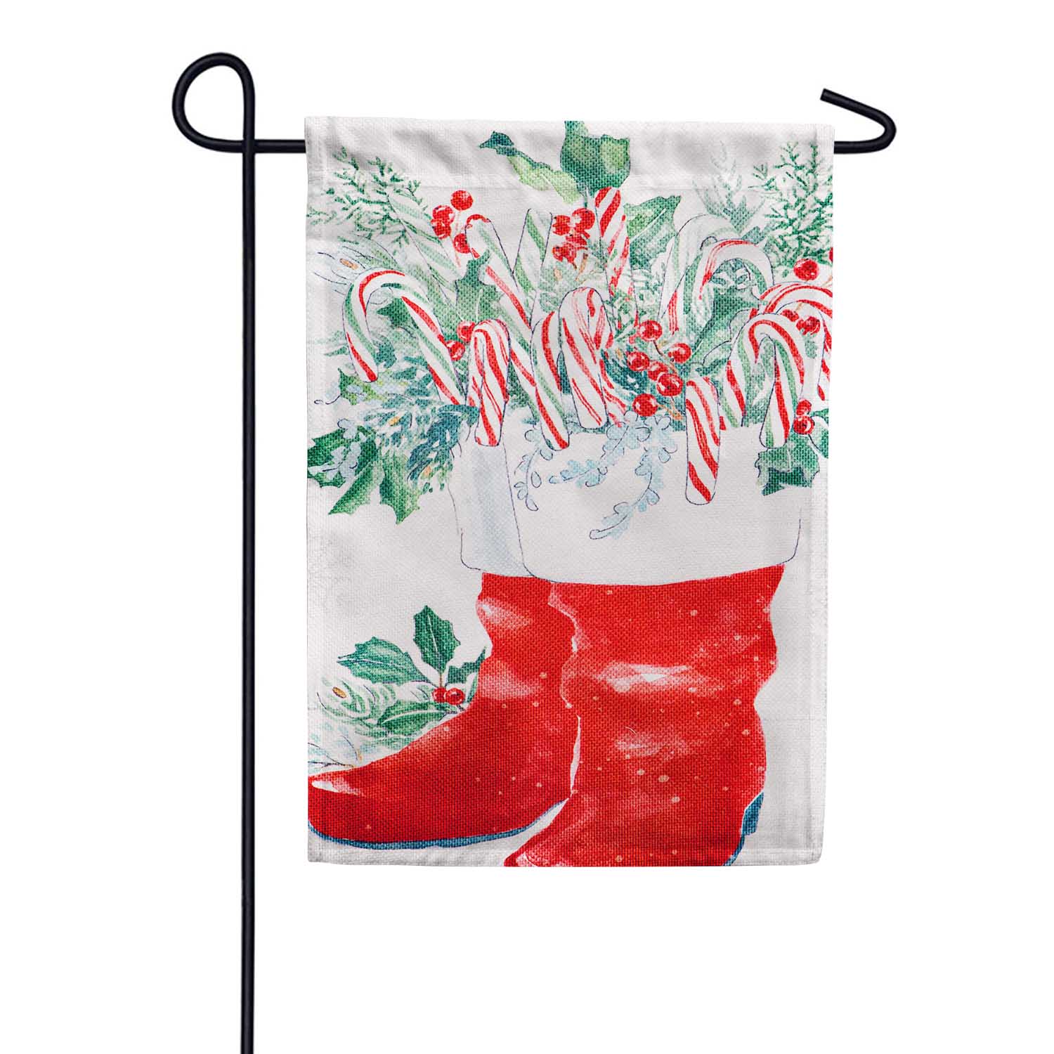 Evergreen Christmas Charm Reversible Burlap Garden Flag