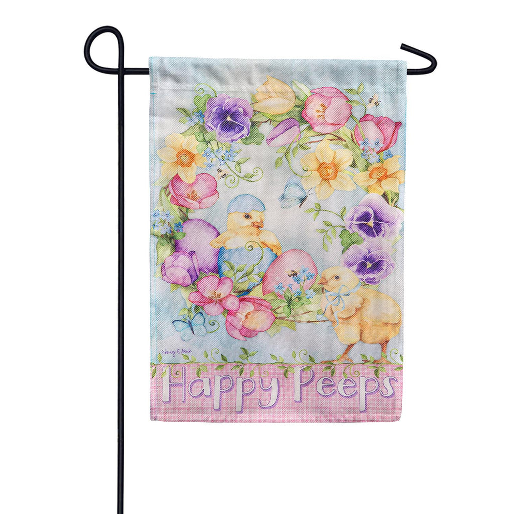 Evergreen Spring Has Hatched Burlap Garden Flag