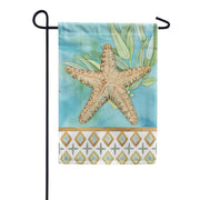 Evergreen Burlap Garden Flag - Coastal Starfish