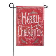 Evergreen Burlap Garden Flag - Quaint Merry Christmas Sign
