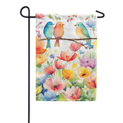 Evergreen Burlap Garden Flag - Bird Talk