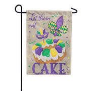 Evergreen Burlap Garden Flag - Mardi Gras Let Them Eat Cake