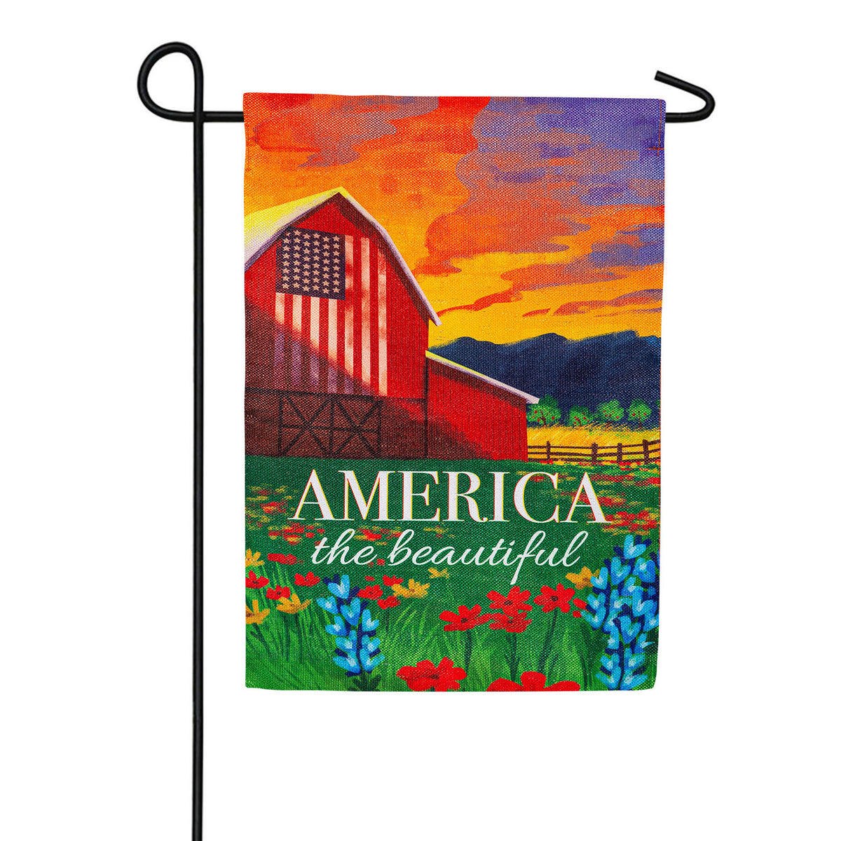 America The Beautiful Burlap Garden Flag