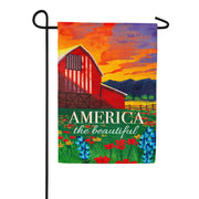 America The Beautiful Burlap Garden Flag