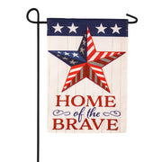 Home Of The Brave Star Burlap Garden Flag