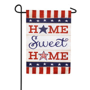 Patriotic Home Sweet Home Burlap Garden Flag