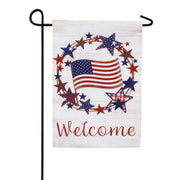 Americana Star Wreath Burlap Garden Flag