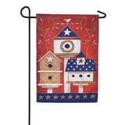 Primitive Birdhouses Burlap Garden Flag
