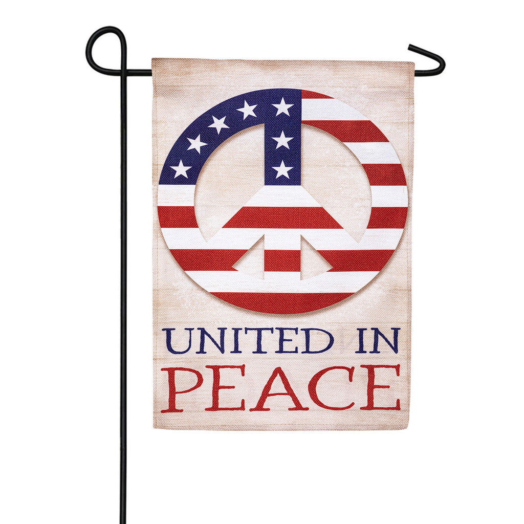 United In Peace Burlap Garden Flag