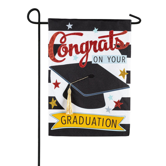 Congrats Grad Burlap Garden Flag