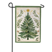 Evergreen Christmas Tree With Acorn Burlap Garden Flag