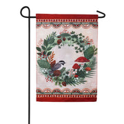 Woodland Wreath Burlap Garden Flag