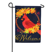 Fall Cardinal Wreath Burlap Garden Flag