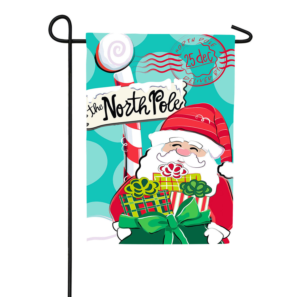 North Pole Welcome Burlap Garden Flag